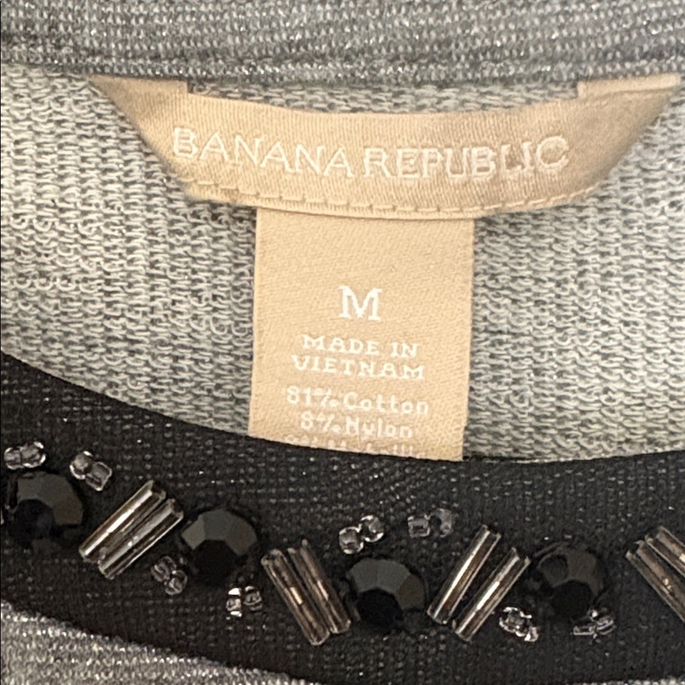 Banana Republic grey sweater w/ a black rhinestone crystal-embellished, M